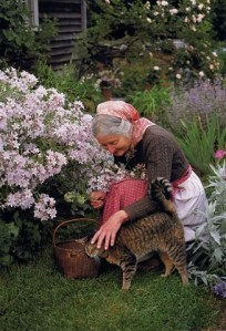 Tasha Tudor in her garden.