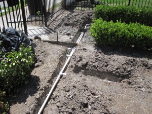 After striping the grass we start with irrigation.