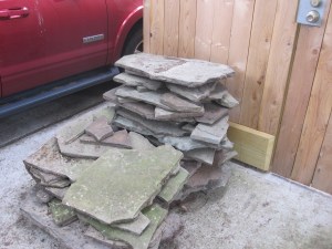 One pile of flagstone we salvaged.