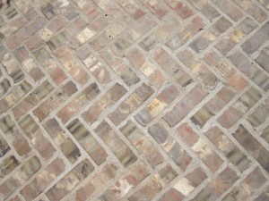 Close up of the herringbone pattern.