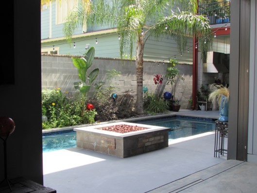 View from the dining area out to the fire pit. 