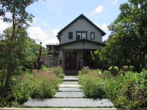 The wide front path invites you to the front porch. 