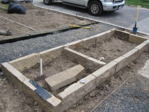 Raised bed using ledge stone