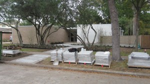 Cement pads second delivery for back garden.