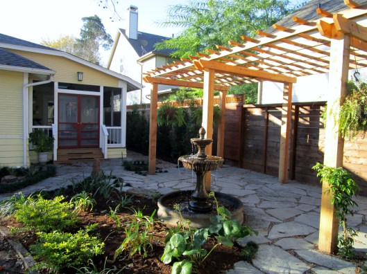 Pergola and flagstone patio
