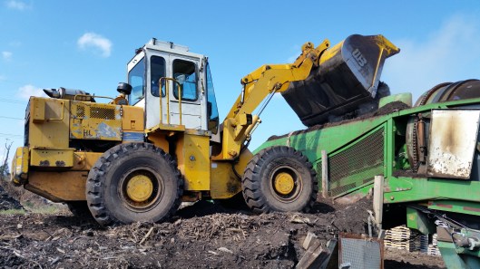 Giant sifter with various screens for different sized pieces. 