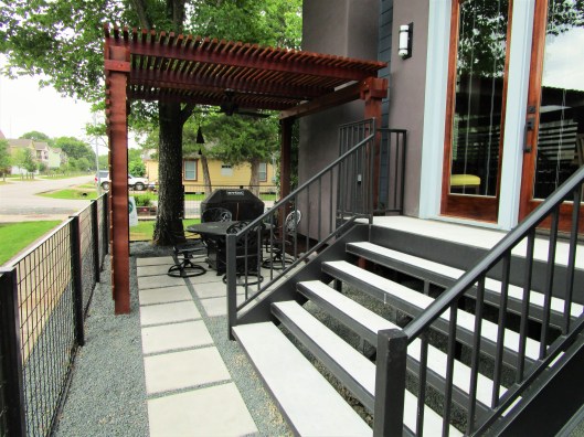 Metal and concrete steps.